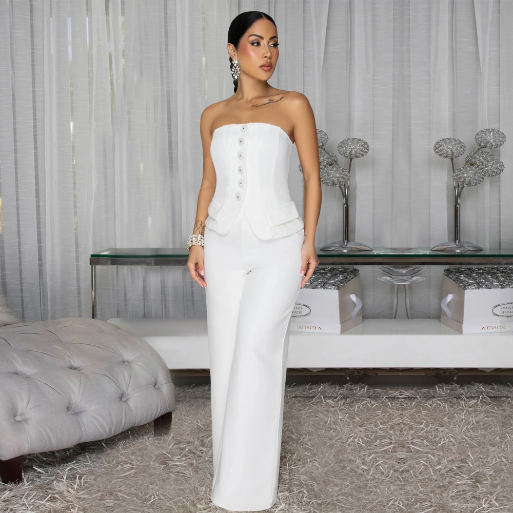 Fashion wrapped chest jumpsuit for women