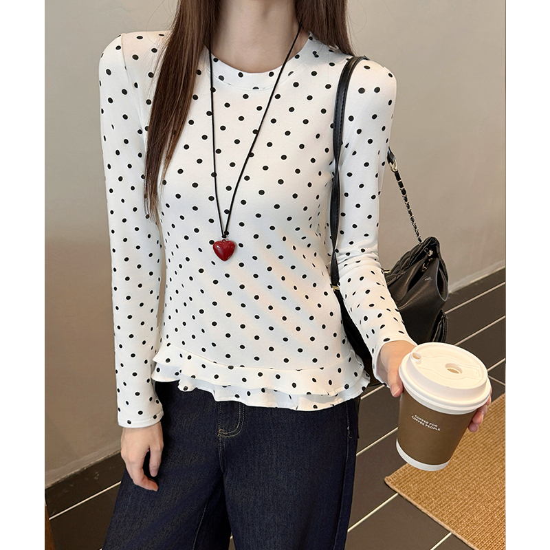 Plus velvet T-shirt sueding bottoming shirt for women