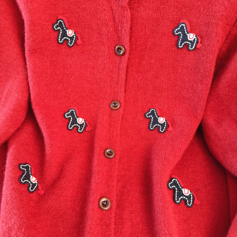 Slim embroidery sweater red coat for women