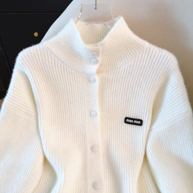 Loose high collar coat ice cream colors sweater for women