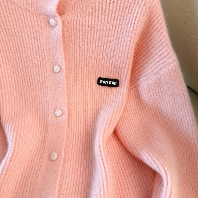 Loose high collar coat ice cream colors sweater for women