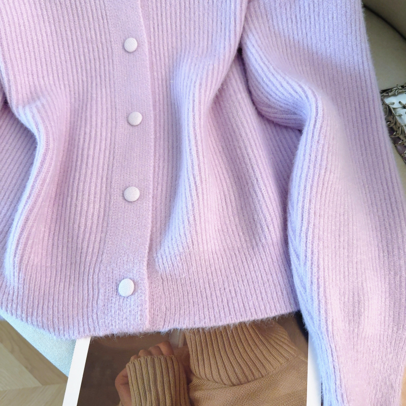Loose high collar coat ice cream colors sweater for women