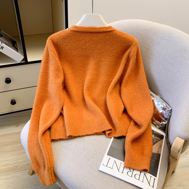 Red wears outside knitted coat spring sequins chanelstyle cardigan