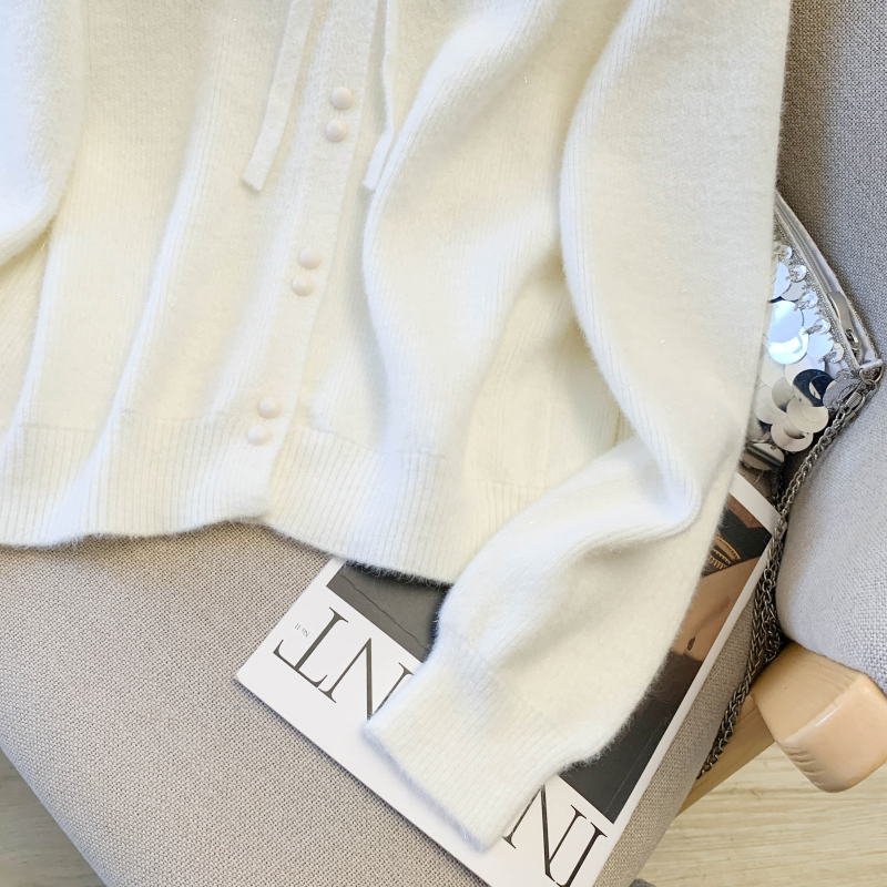 Slim bow cardigan show young Korean style tops for women