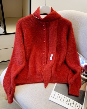Scarf red coat spring knitted sweater
