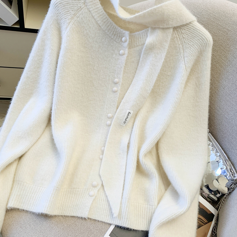 Scarf red coat spring knitted sweater