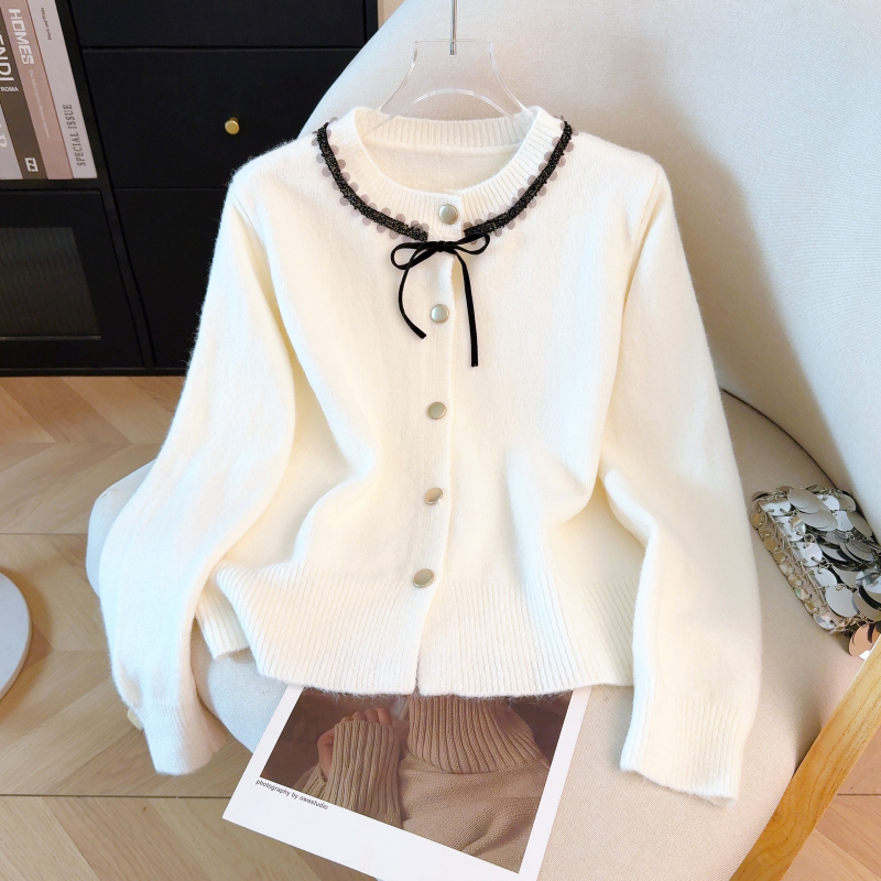 Bow knitted red coat liangsi christmas tops for women