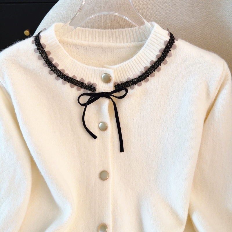 Bow knitted red coat liangsi christmas tops for women