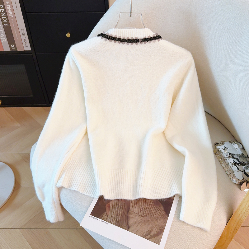 Bow knitted red coat liangsi christmas tops for women