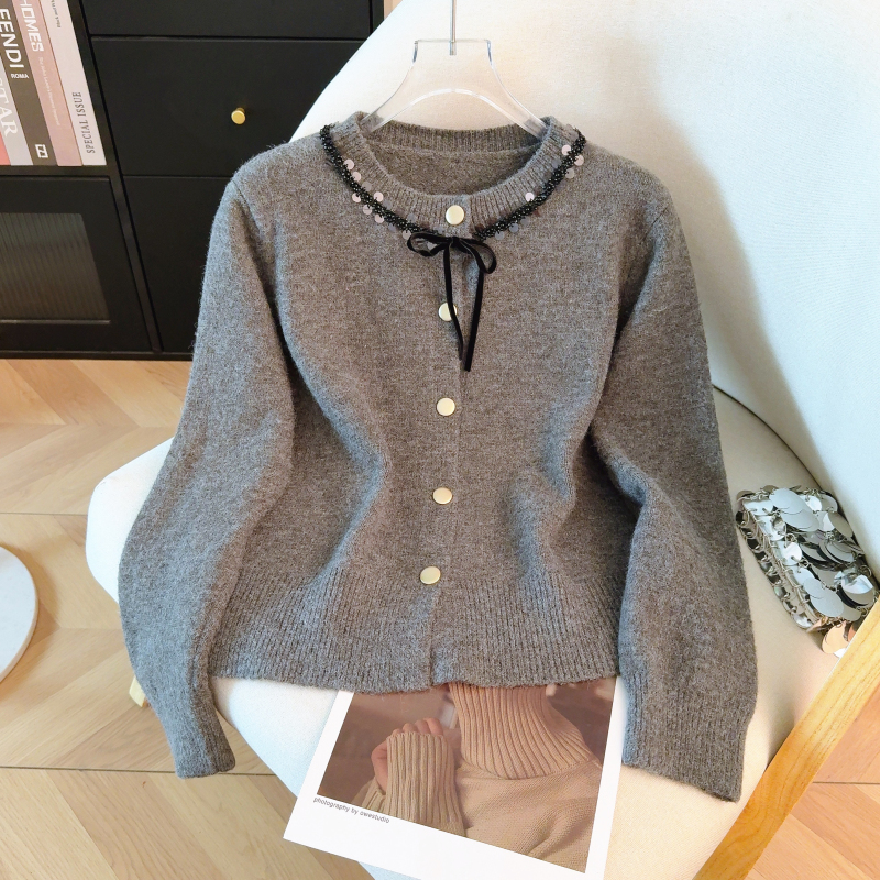 Bow knitted red coat liangsi christmas tops for women