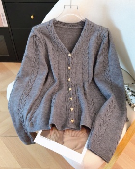 Knitted pinched waist coat slim cardigan for women