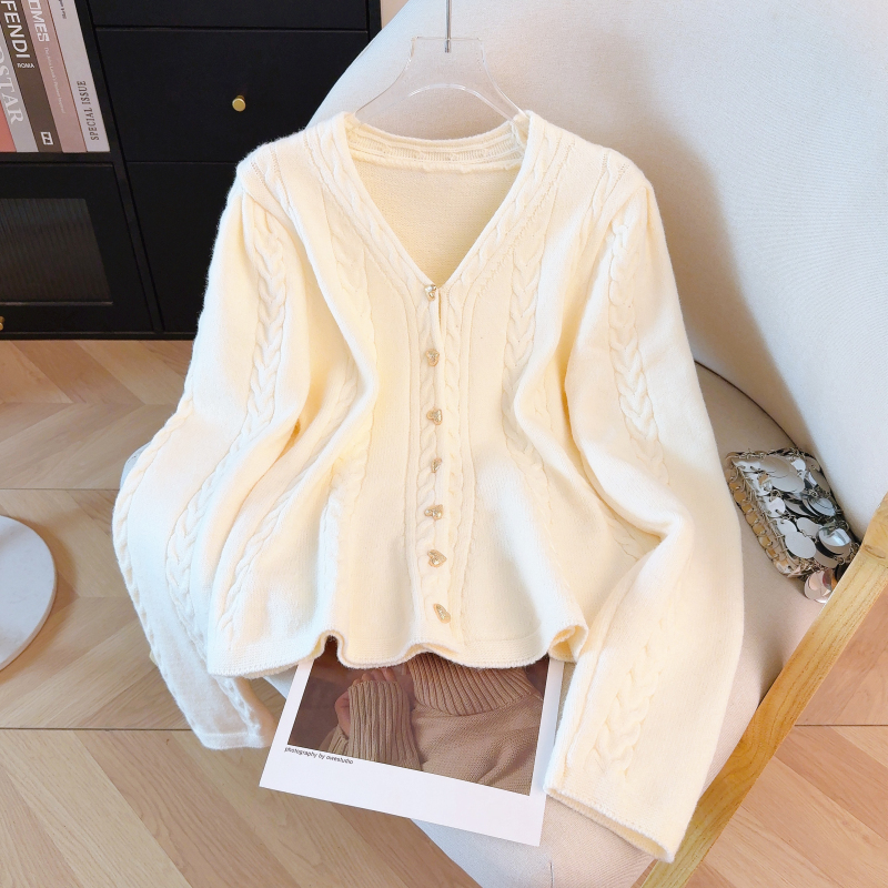 Knitted pinched waist coat slim cardigan for women