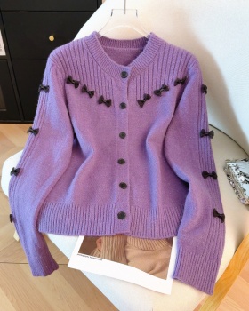 Single-breasted sweet style knitted cardigan for women