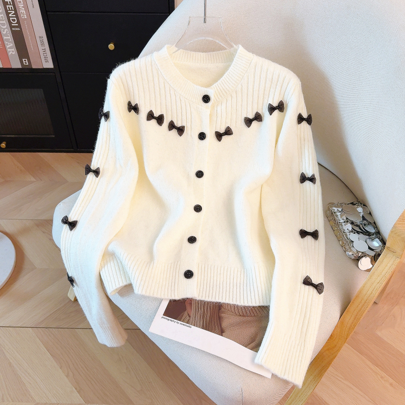 Single-breasted sweet style knitted cardigan for women