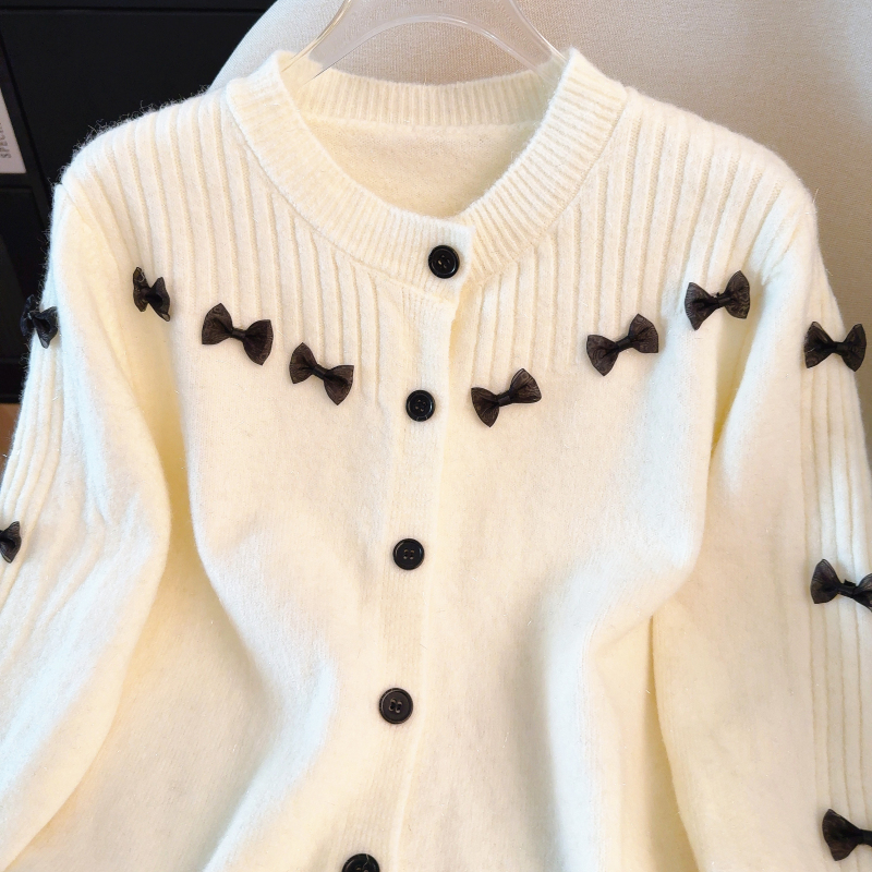 Single-breasted sweet style knitted cardigan for women