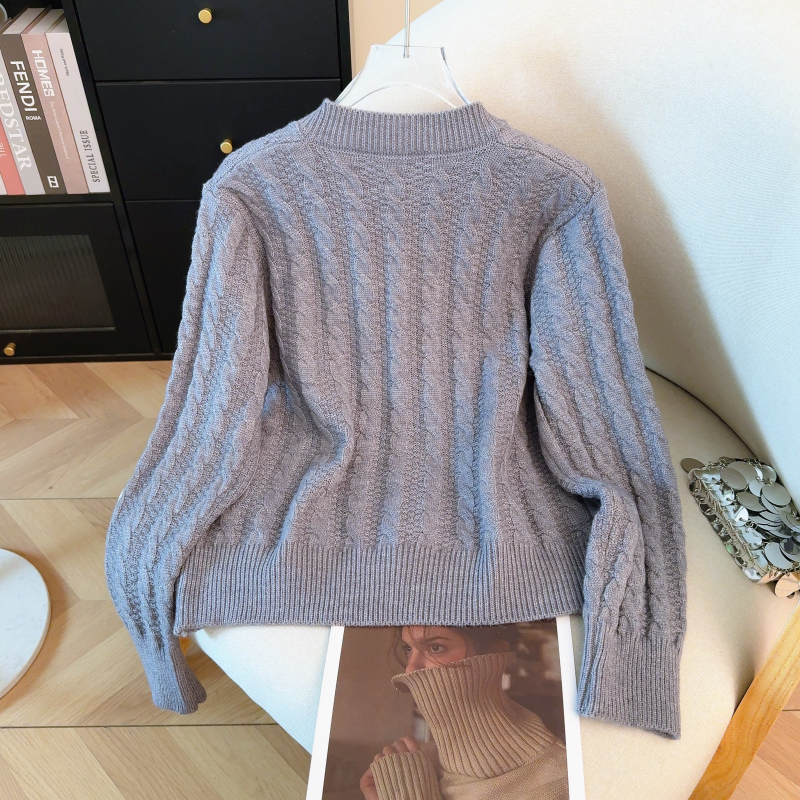 Korean style red spring sweater knitted pony coat