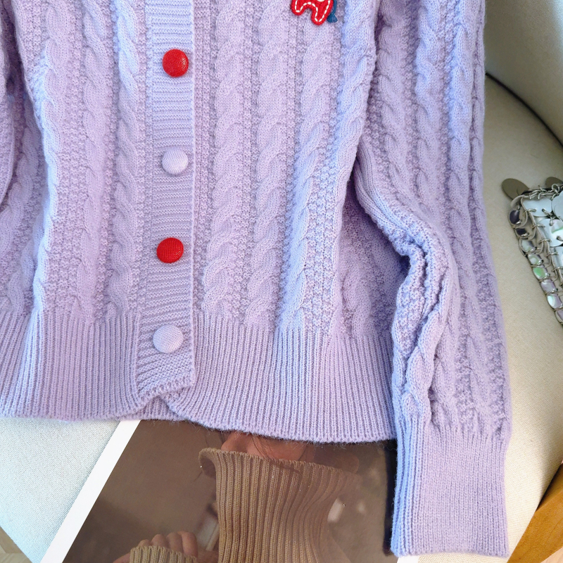 Korean style red spring sweater knitted pony coat