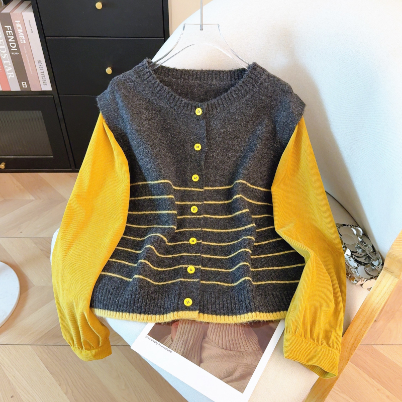 Slim spring sweater mixed colors cardigan for women