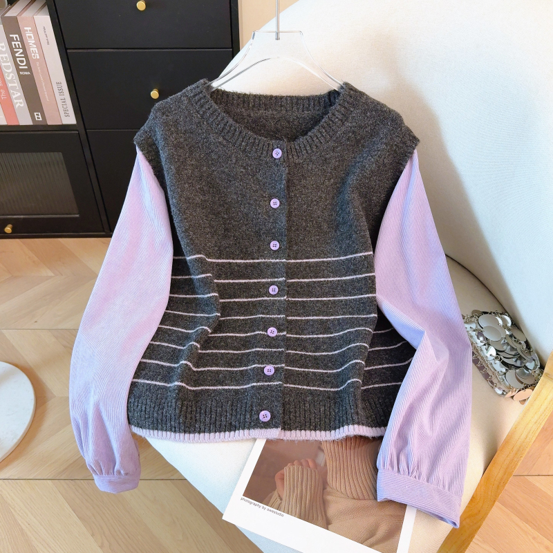 Slim spring sweater mixed colors cardigan for women