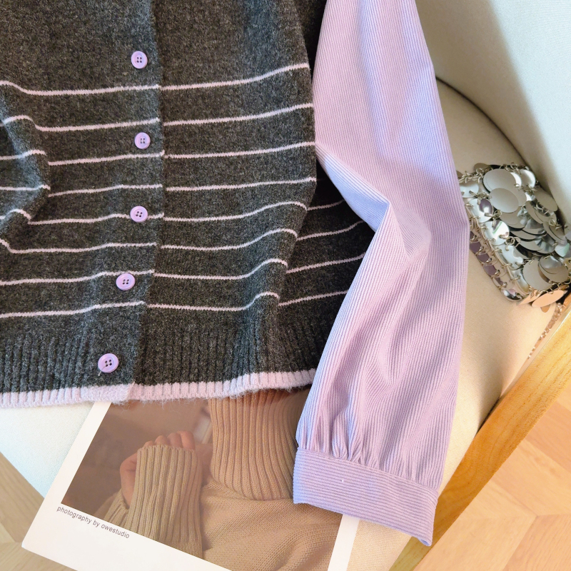 Slim spring sweater mixed colors cardigan for women