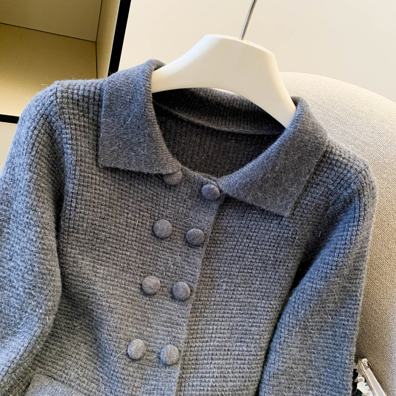 Double-breasted cardigan spring coat for women