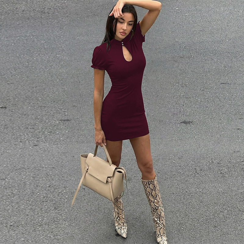 Short sleeve nightclub France style dress for women