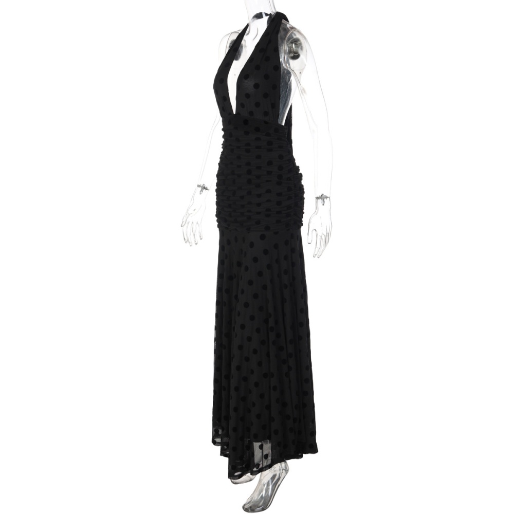 Fashion spring gauze polka dot V-neck sexy dress for women