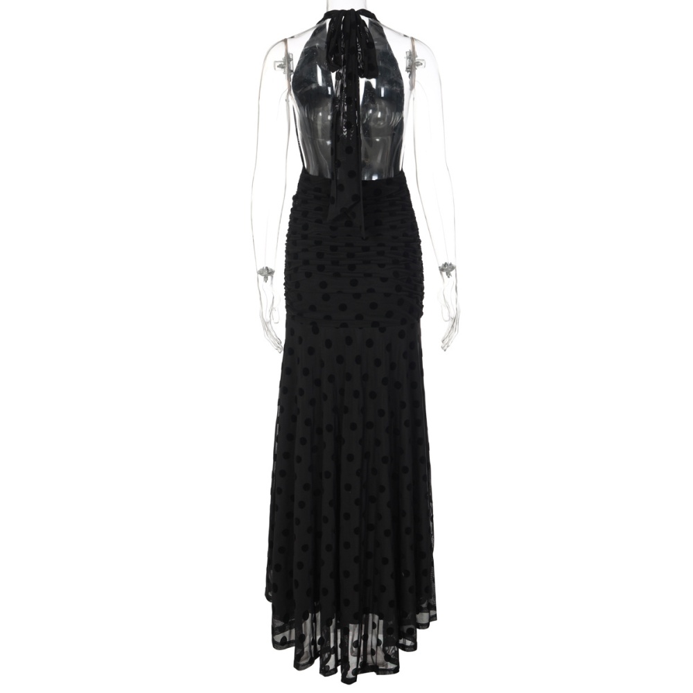 Fashion spring gauze polka dot V-neck sexy dress for women