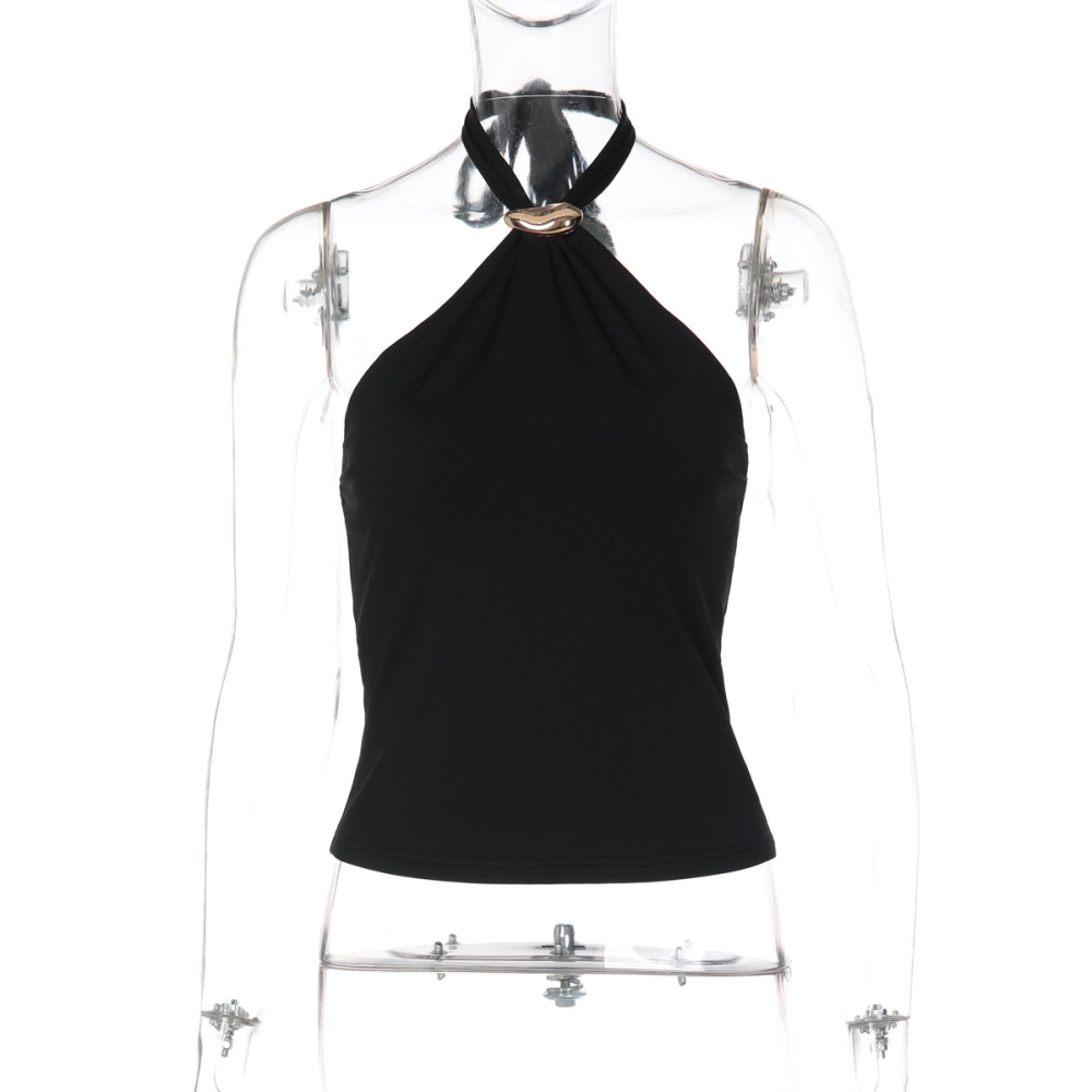 Sexy fashion tops pure adjust buckle vest for women
