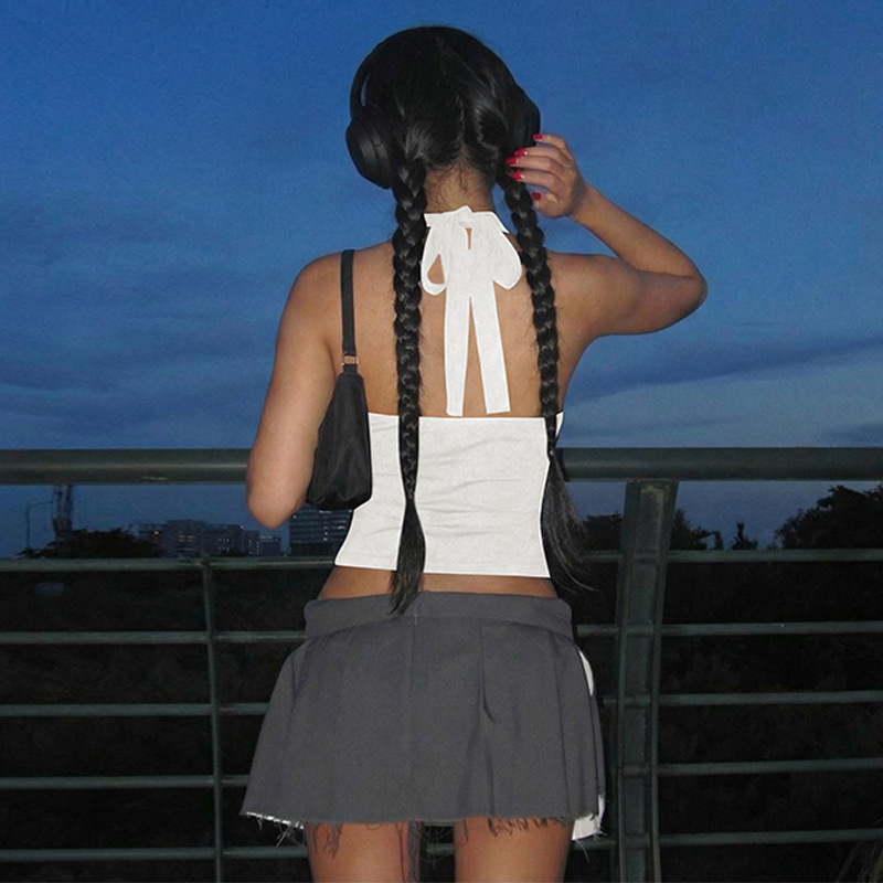 Sexy fashion tops pure adjust buckle vest for women