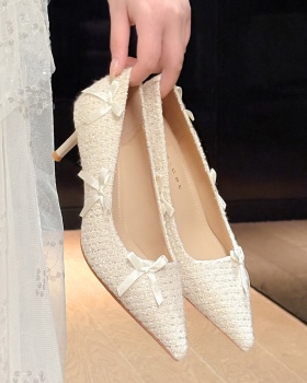Bride fine-root shoes pointed wedding dress for women
