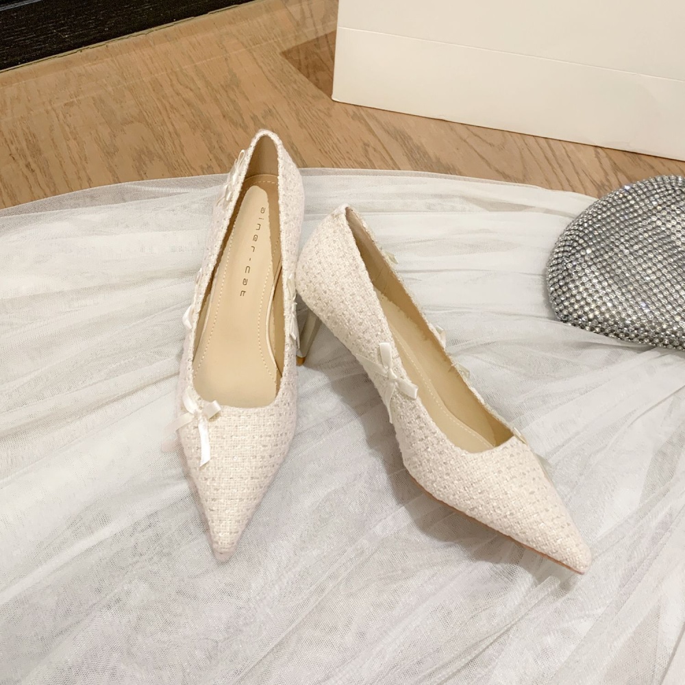 Bride fine-root shoes pointed wedding dress for women