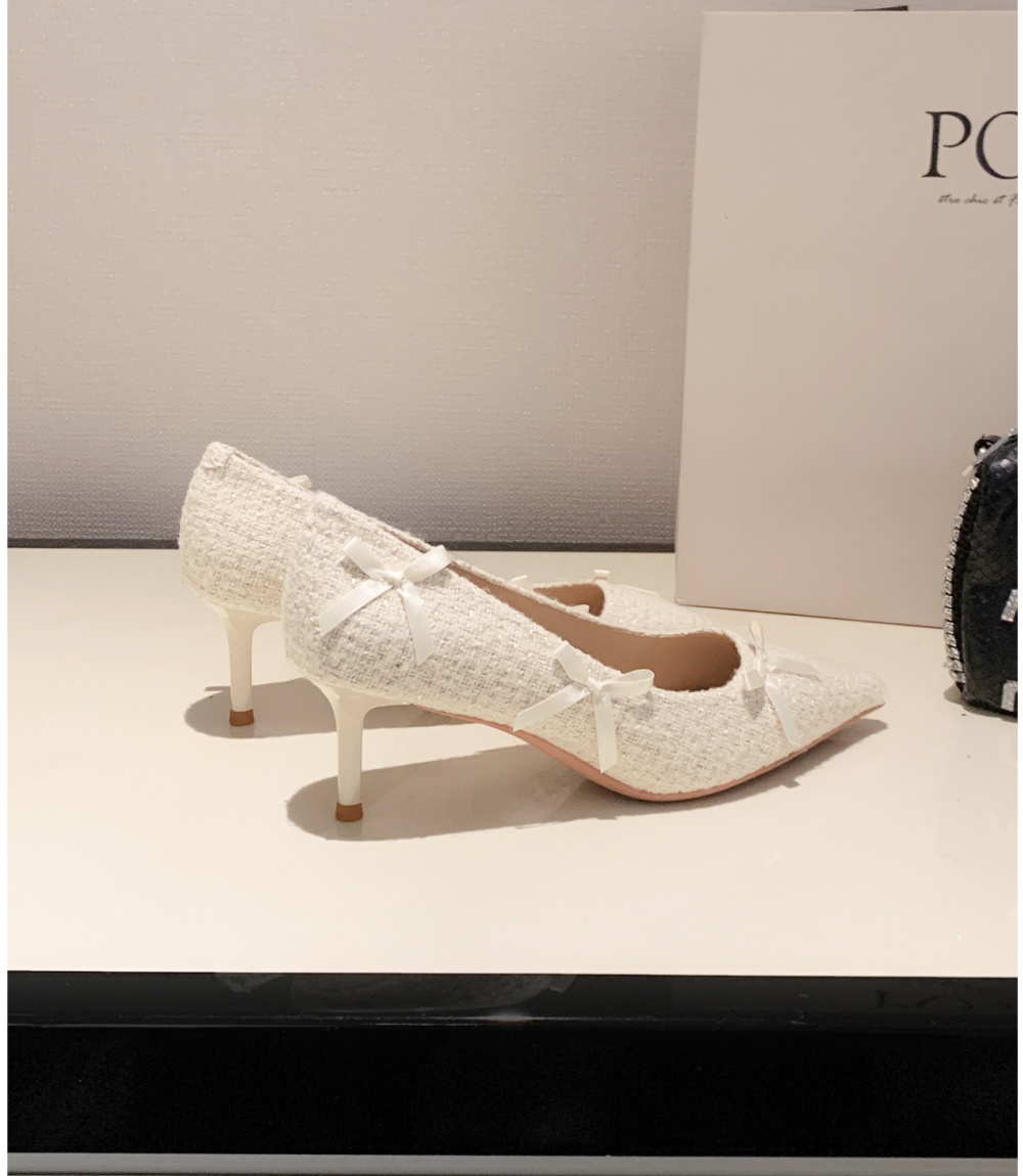 Bride fine-root shoes pointed wedding dress for women