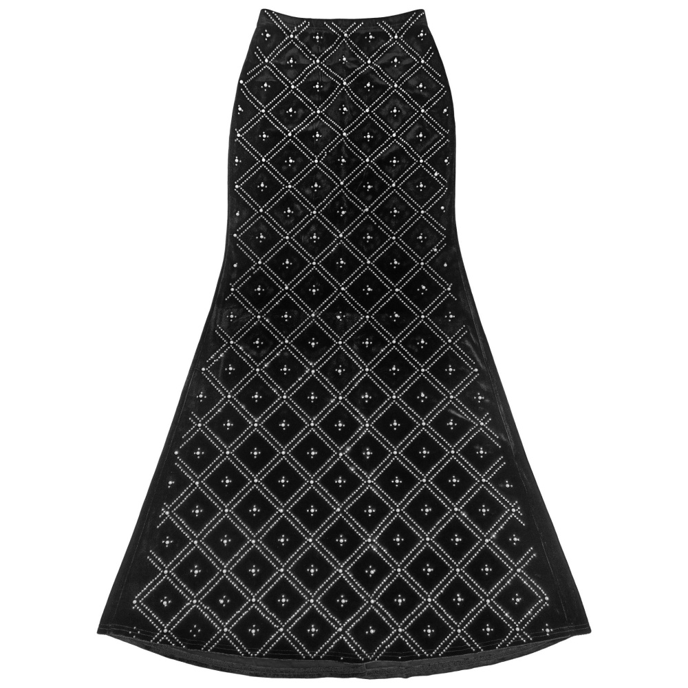 Rhinestone long skirt fashion tops 2pcs set for women