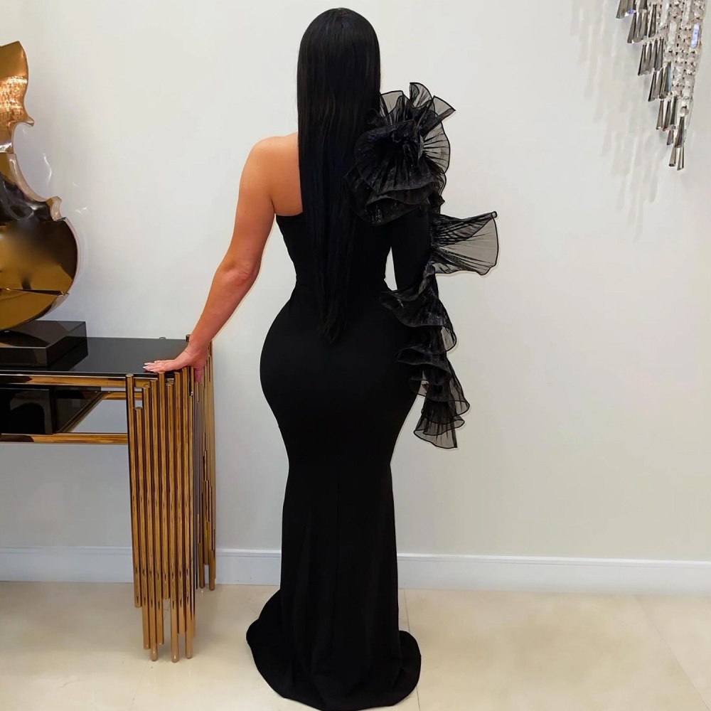 Lace sleeve slim temperament elegant dress for women