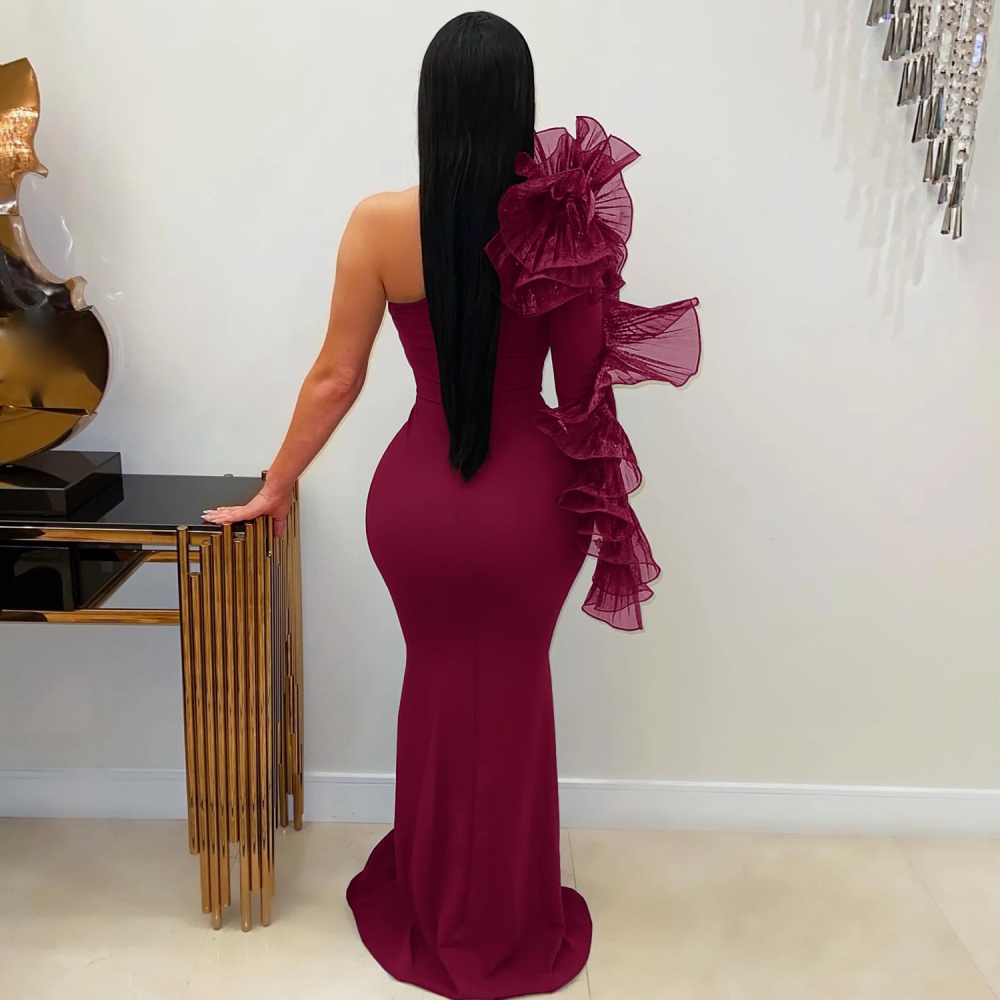 Lace sleeve slim temperament elegant dress for women