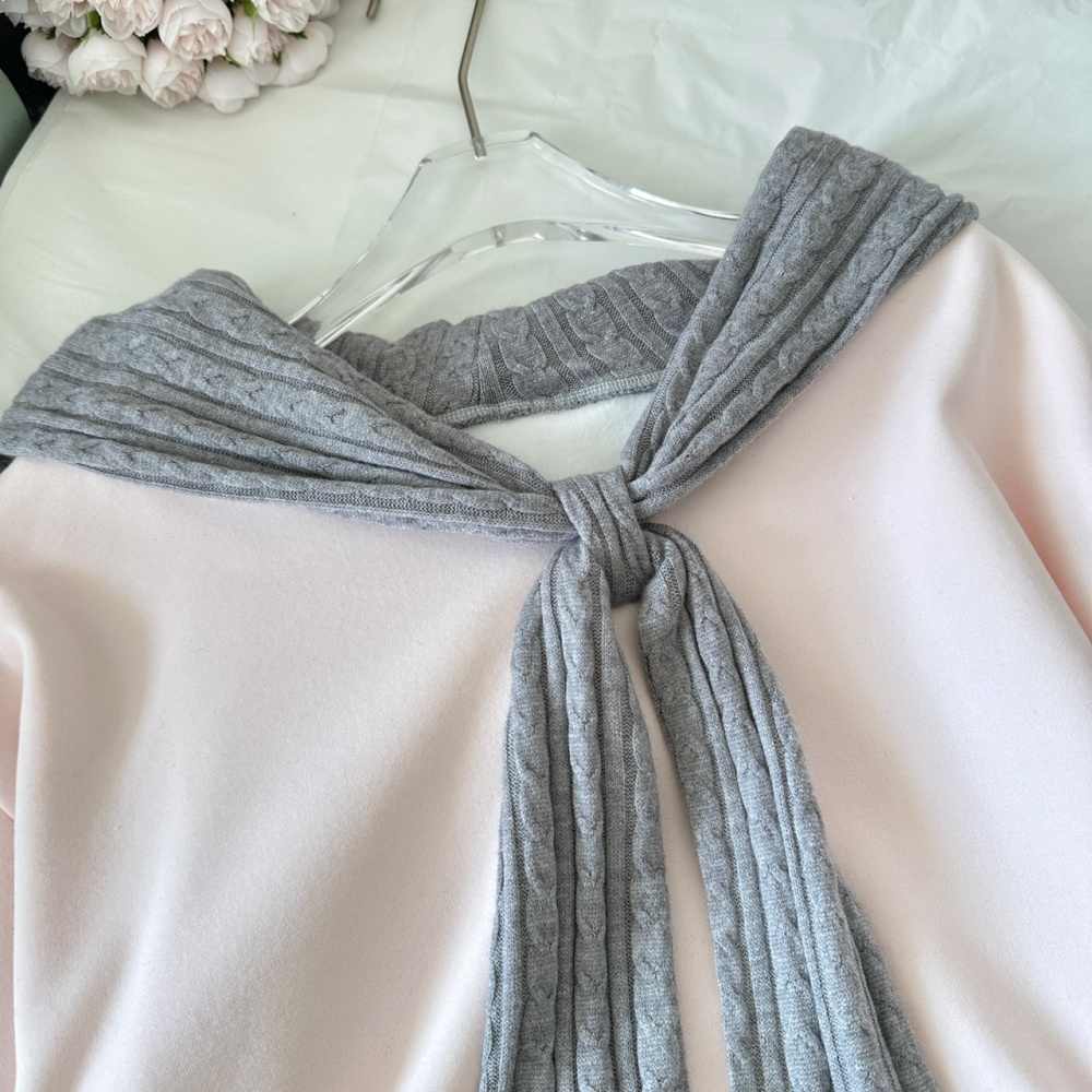 Loose flat shoulder hoodie mixed colors shorts a set