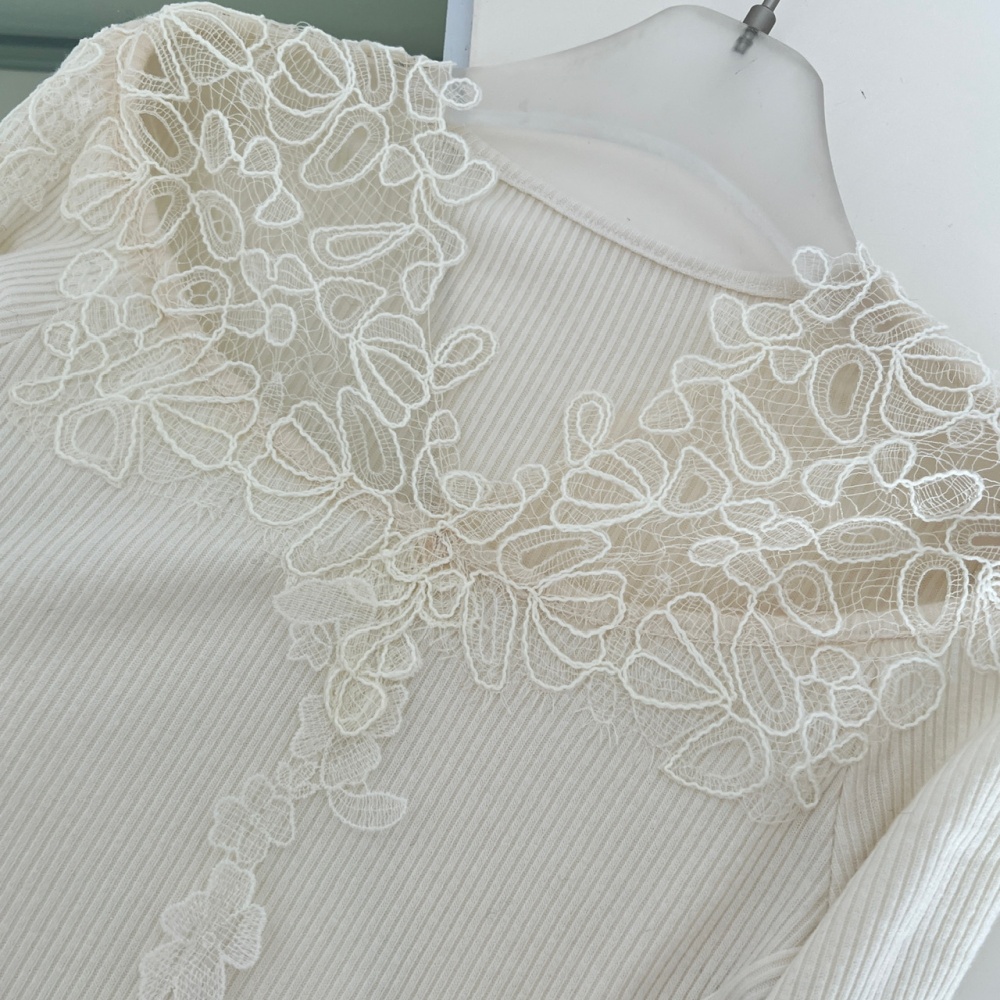 Knitted lace inside the ride slim France style tender dress