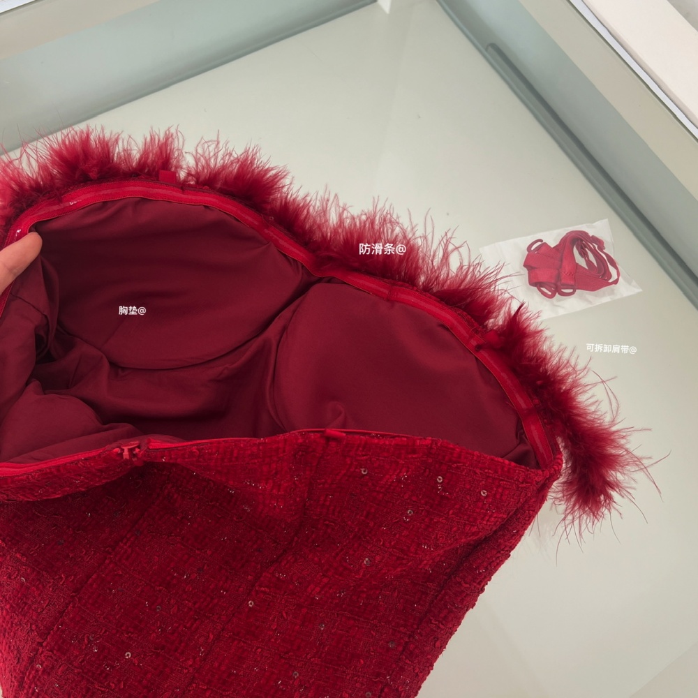 Winter package hip chanelstyle red wrapped chest dress