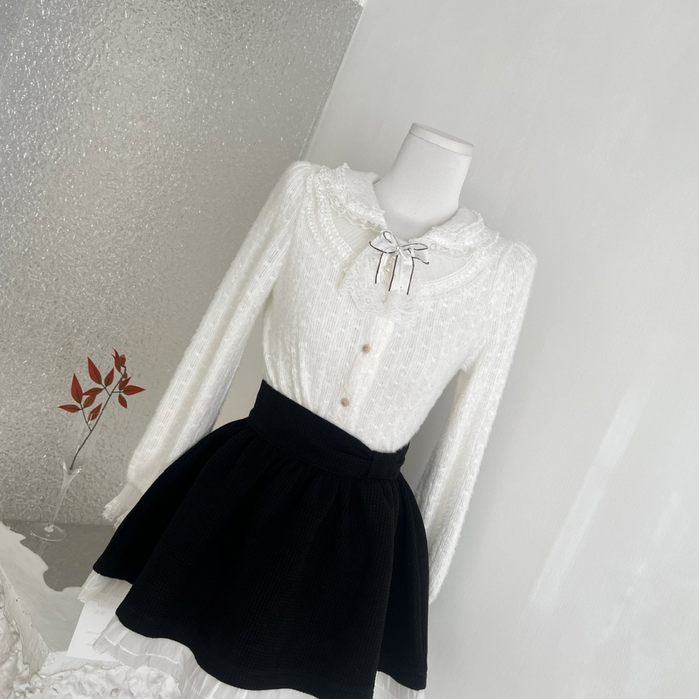 Court style France style skirt lace shirt a set for women