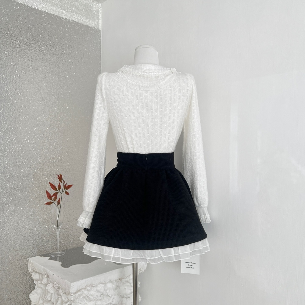 Court style France style skirt lace shirt a set for women