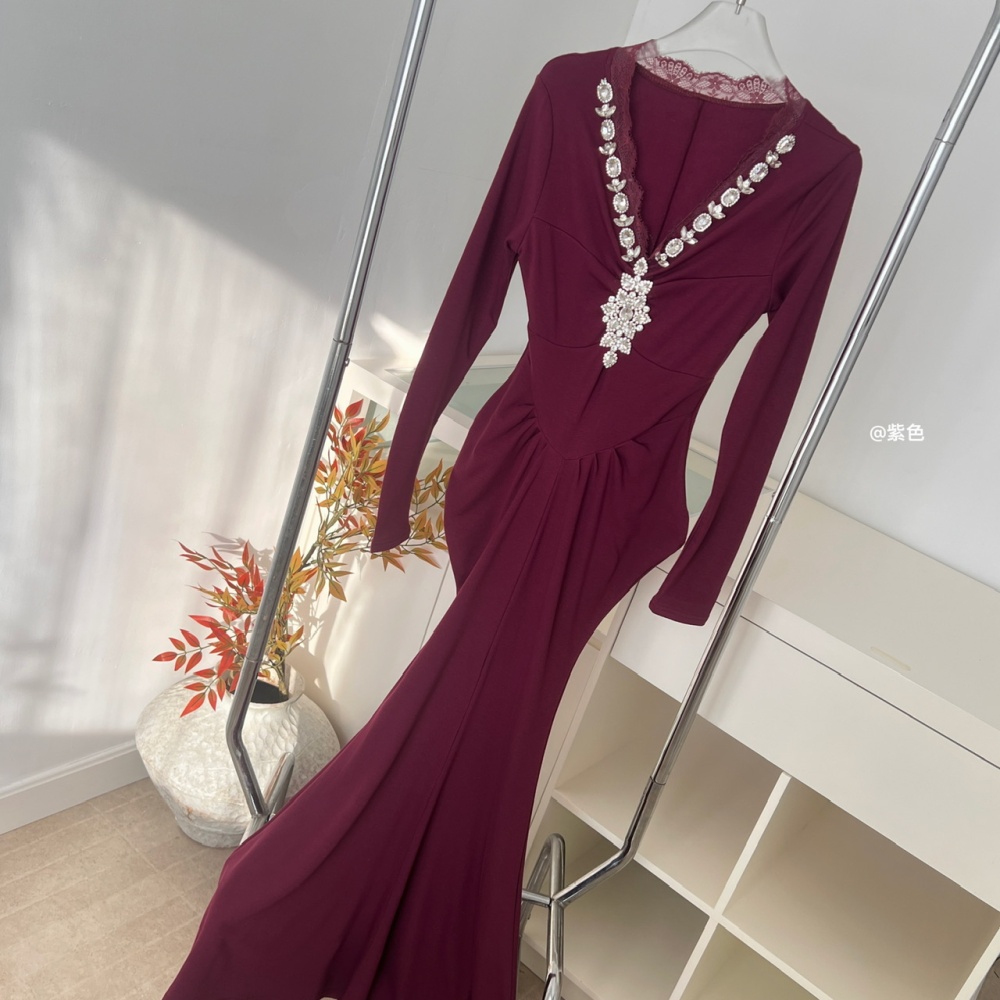 Mermaid V-neck temperament dress