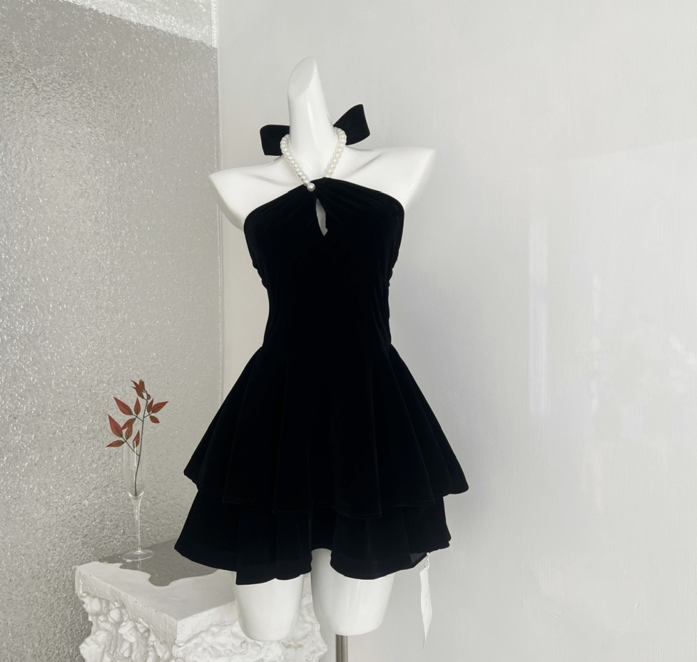 Halter pearl velvet dazzle dress