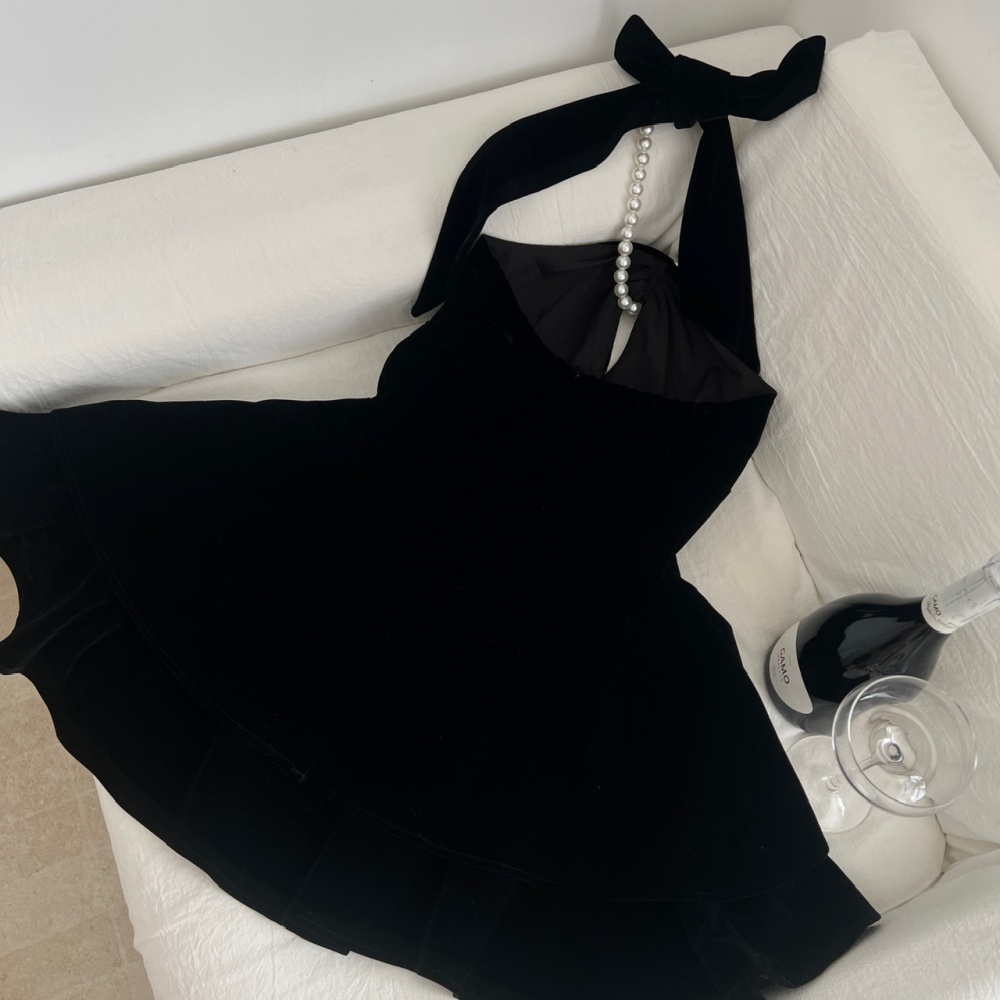 Halter pearl velvet dazzle dress