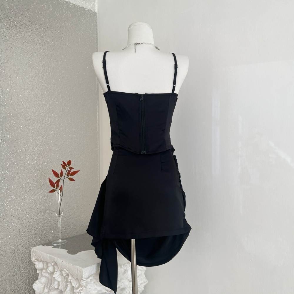 Black slim sling spicegirl skirt a set for women