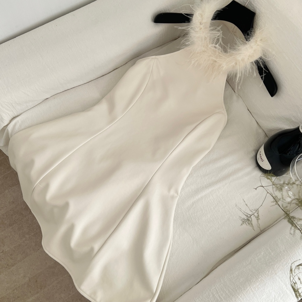 Ostrich hair christmas moon dress for women