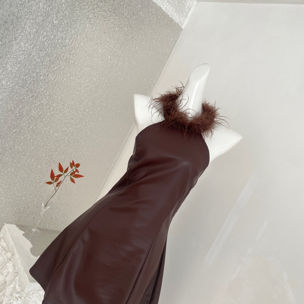 Ostrich hair christmas moon dress for women