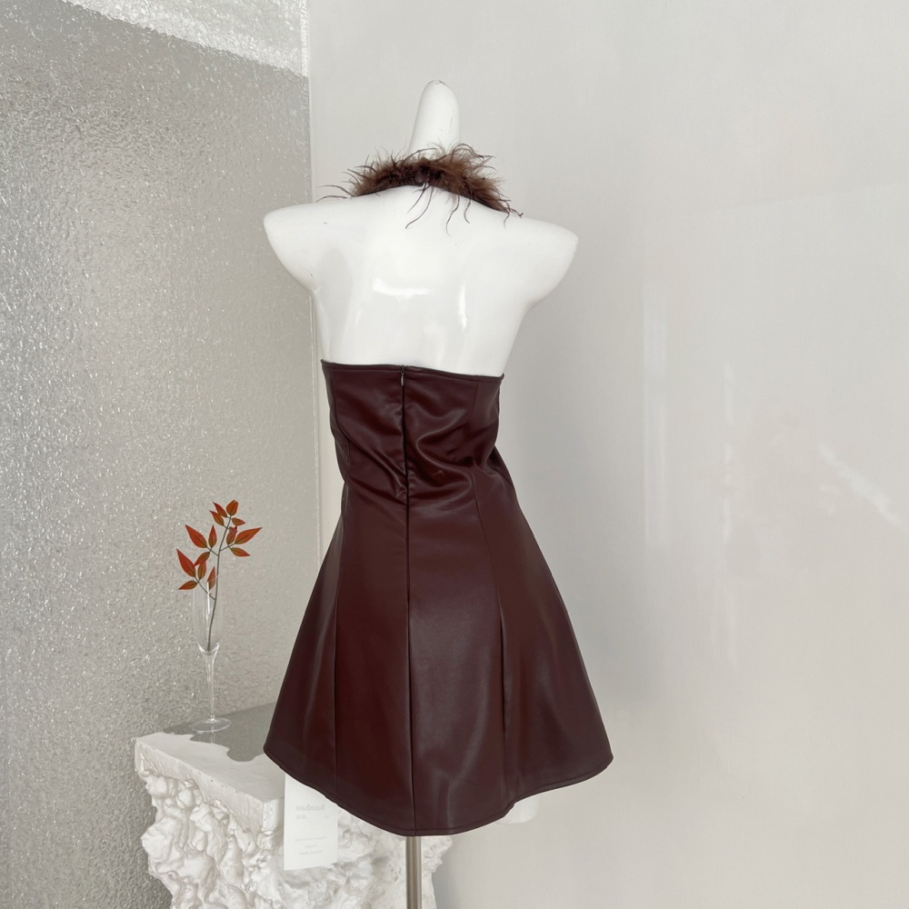 Ostrich hair christmas moon dress for women