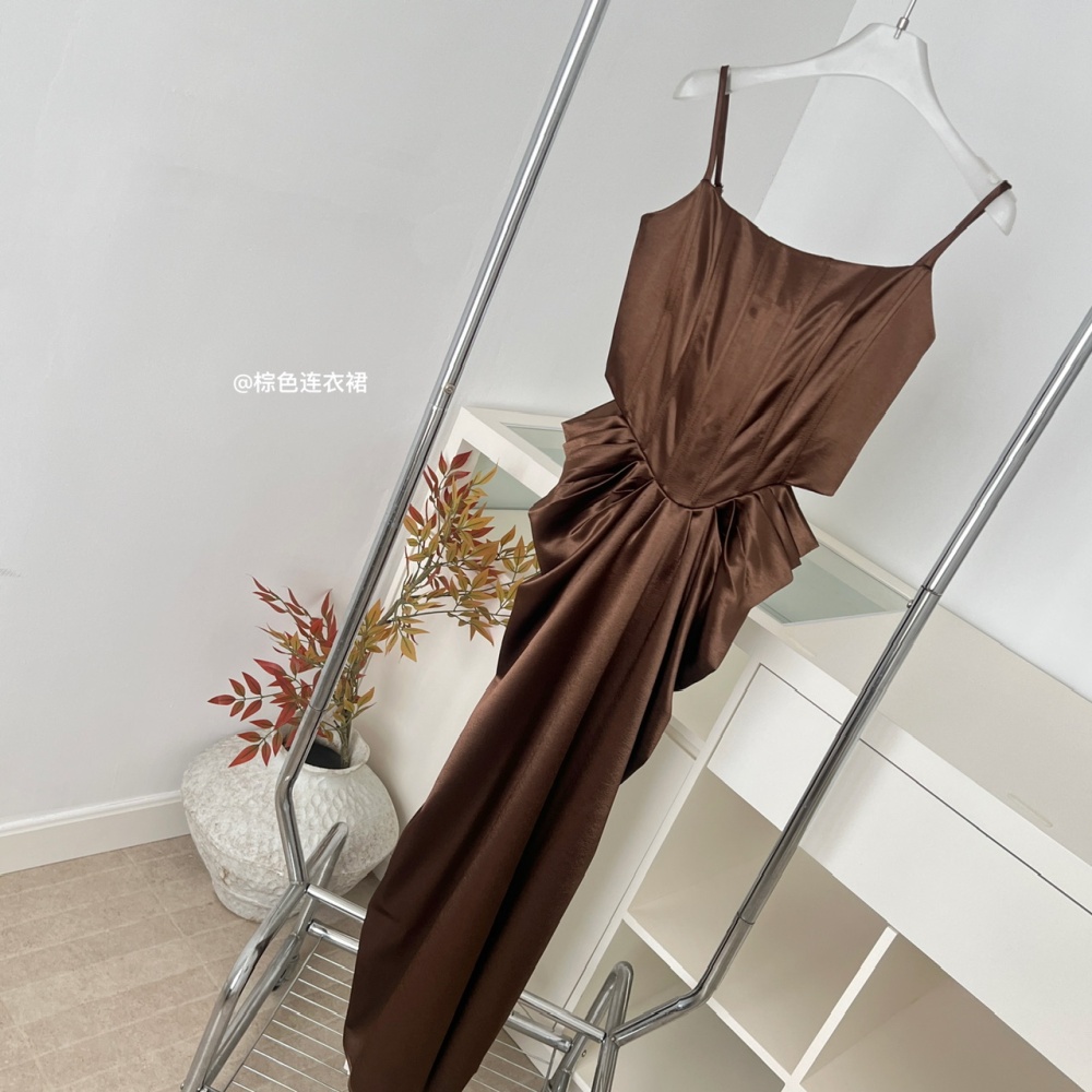 France style winter dress satin long dress for women