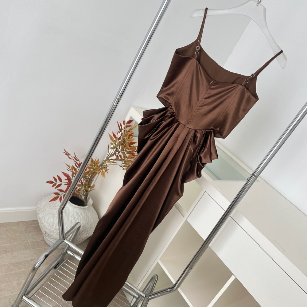 France style winter dress satin long dress for women